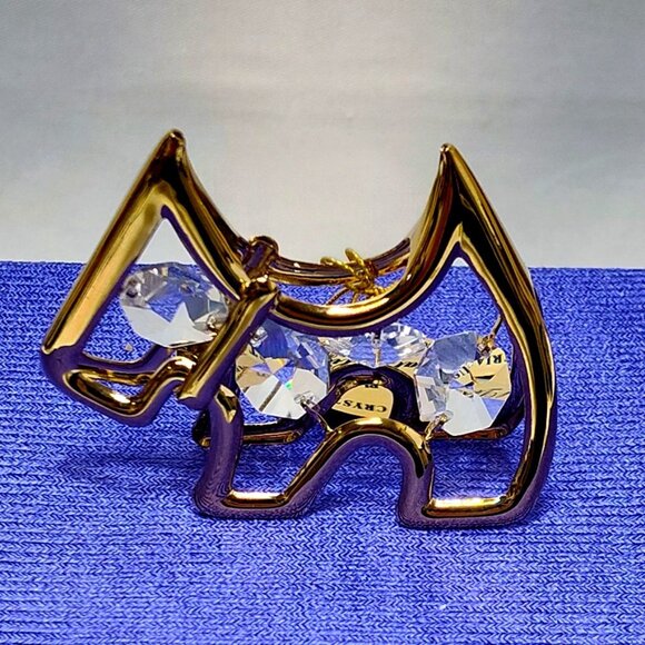 Crystal Delight 24K Gold Plated Terrier Dog Suncatcher Austrian Crystal 1995 VTG - Picture 3 of 5